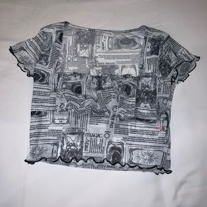 TopShop - Sheer Crop Top Newspaper/Magic Shirt